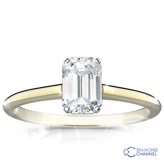 Solitaire Emerald Cut Engagement Ring (Em-0.42ct tw)