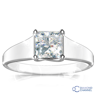 Princess Cut Four Claw Solitaire Diamond Engagement Ring (PR-0.41ct tw)