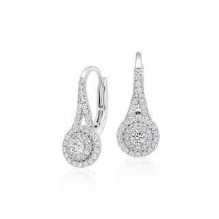 Spiral Halo Diamond Earrings in 9K White Gold(0.84ct tw)