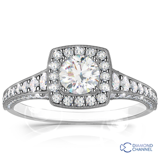 Split Shank Halo Diamond Engagement Ring(0.84ct tw)