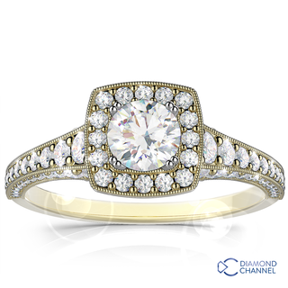 Split Shank Halo Diamond Engagement Ring(0.84ct tw)