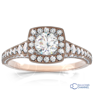 Split Shank Halo Diamond Engagement Ring(0.84ct tw)