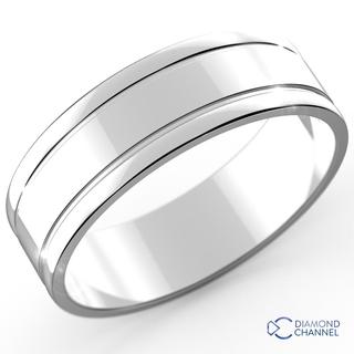 7mm Square Edge Grooved Wedding Ring