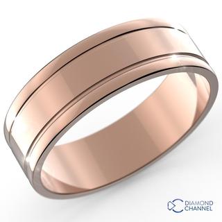 7mm Square Edge Grooved Wedding Ring