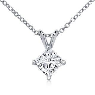 Princess Cut Double Collet Solitaire Diamond Pendant In 9k White Gold (0.20ct tw)