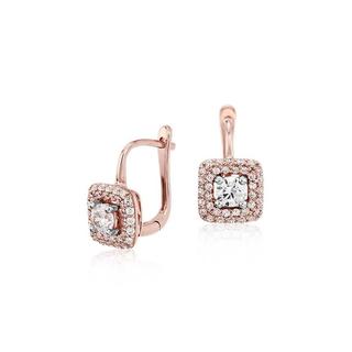 Diamond Halo Earrings In 9k Rose Gold (0.60ct tw)