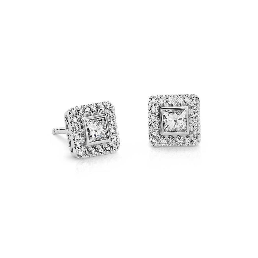Princess Cut Halo Diamond Earrings in 9K White Gold (0.70ct tw) | The ...