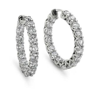 Claw Set Diamond Hoop Earrings In 9k White Gold (0.68ct tw)