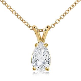 Pear Shape Solitaire Diamond Pendant In 9k Yellow Gold(0.20ct tw)