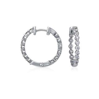 Floating Diamond Hoop Earrings In 9k White Gold(0.28Ct tw)