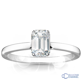 Emerald Cut Solitaire Diamond Ring (Em-0.36ct tw)
