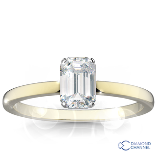 Emerald Cut Solitaire Diamond Ring (Em-0.36ct tw)