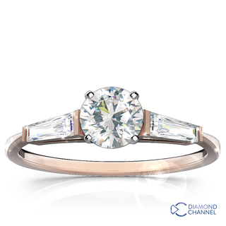 Tapered Baguette Diamond Engagement Ring in 18k White Gold (0.84ct tw)