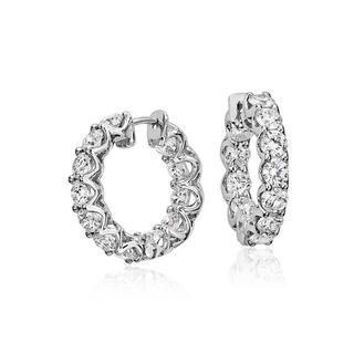 Diamond Eternity Hoop Earrings In 9k White Gold (2.40ct tw )