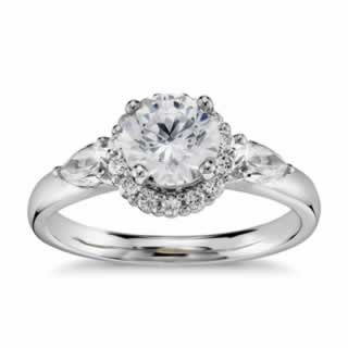 Halo Diamond Ring In 9K White Gold (0.73ct tw)