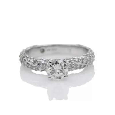 4 Claw with Twisted Pave Side Stones with High Collet