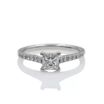 Solitaire with Pave Set Side Stones