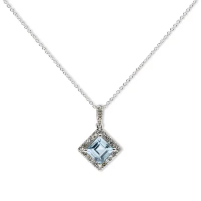 Princess Aquamarine pendent with dimamonds
